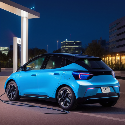 Electric vehicle at a fast charging station